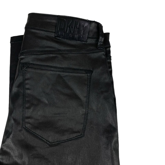 DKNY Jeans High Rise Ankle Straight Waverly Coated Black - Picture 5 of 7